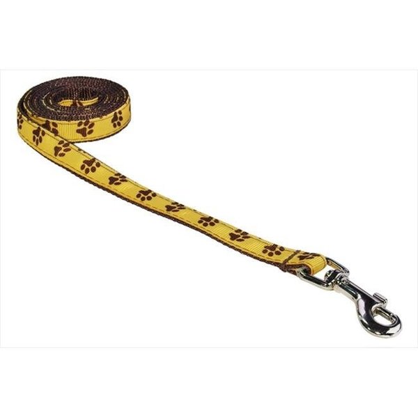 Fly Free Zone,Inc. 4 ft. Puppy Paws Dog Leash; Yellow & Brown - Extra Small FL685325